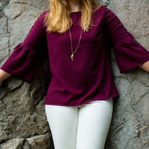 Maroon flowy long sleeve top